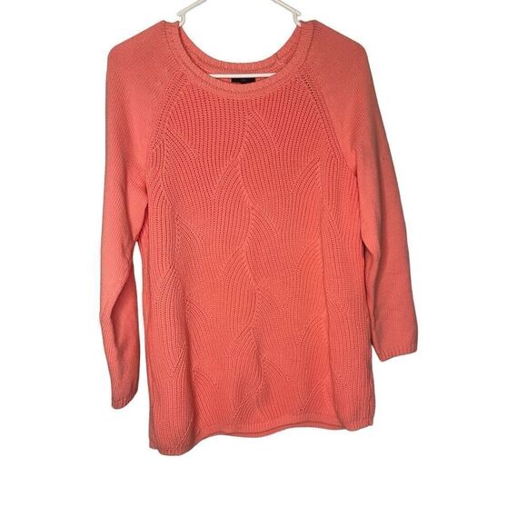 Talbots Plus Pointelle Raglan Sweater Salmon Rose Women’s Size X - Picture 2 of 5